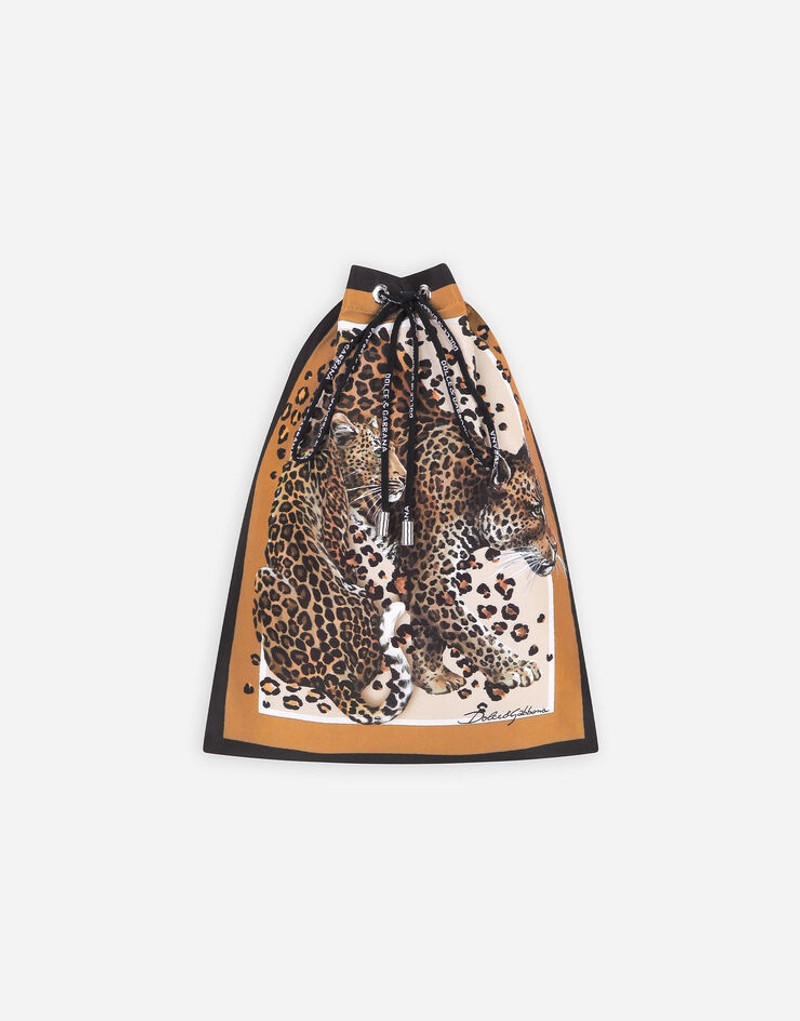 Dolce & Gabbana Mid-length swim shorts with leopard print and DG logo outlook