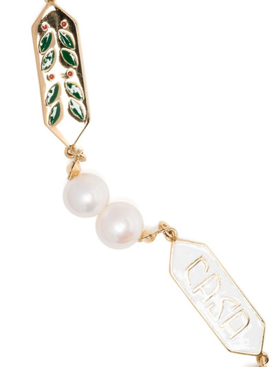 CASABLANCA logo-plaque pearl-embellished bracelet outlook