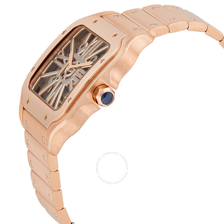 Cartier Santos Hand Wind 18kt Rose Gold Skeleton Dial Men's Watch WHSA0016 - 2