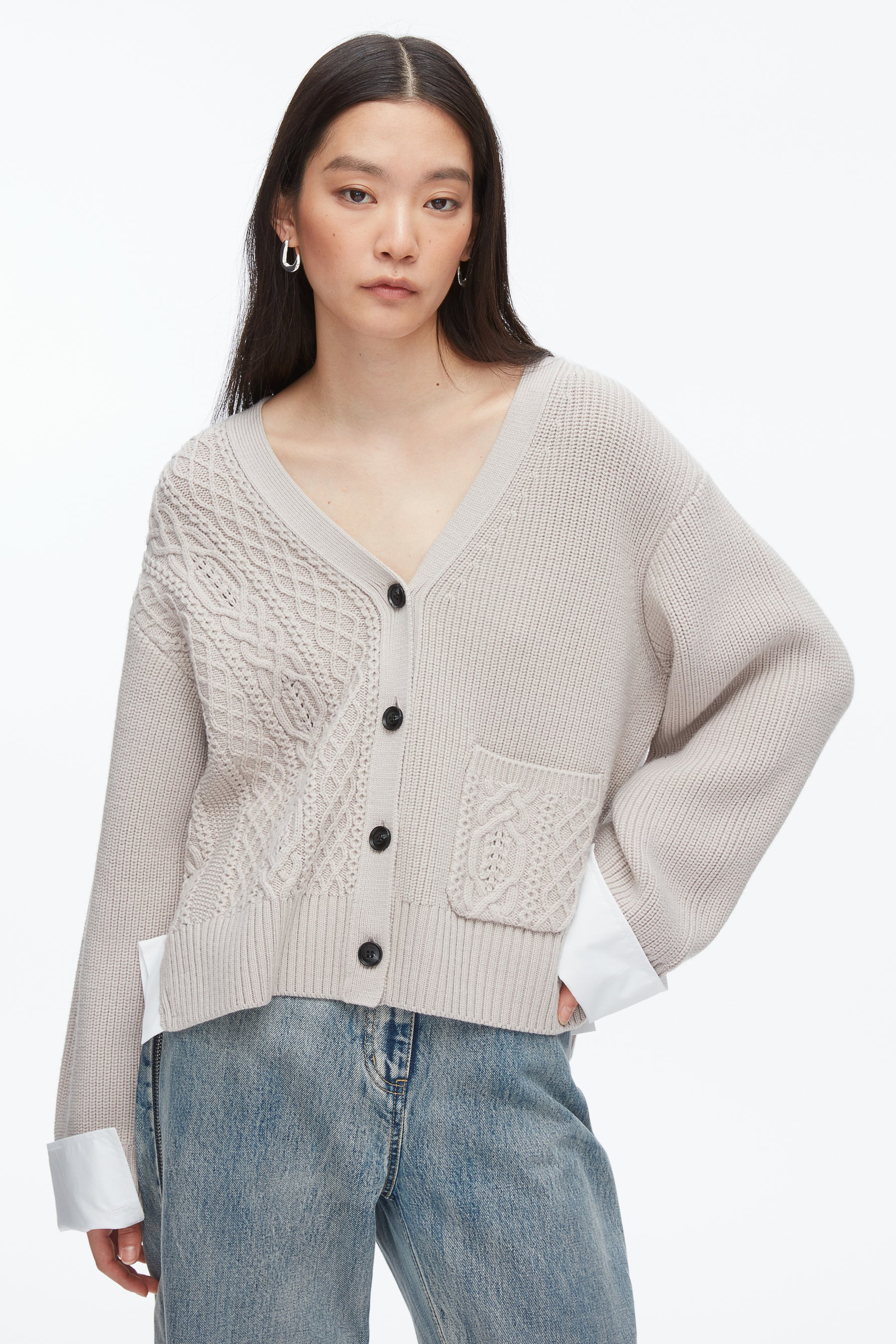 Cable Mix Boyfriend Cardigan - 6