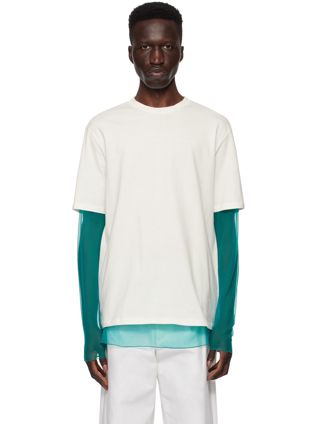 Off-White & Blue Layered Long Sleeve T-Shirt - 1