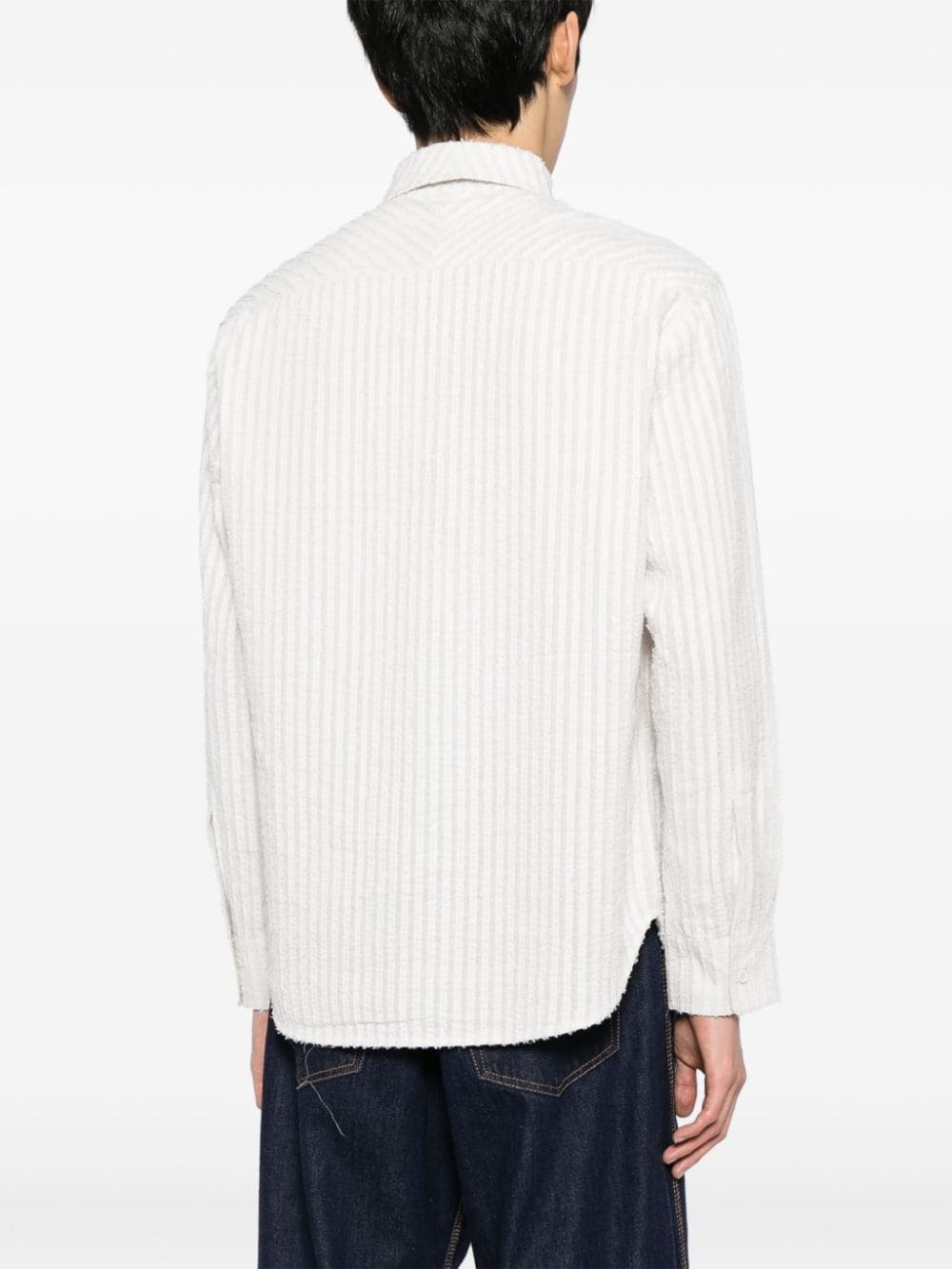 stripe-embroidered cotton shirt - 4