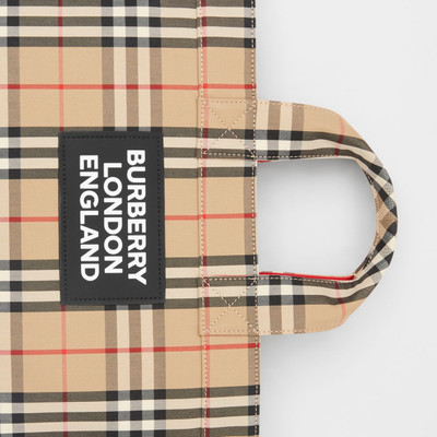 Burberry Logo Appliqué Vintage Check Cotton Blend Tote outlook