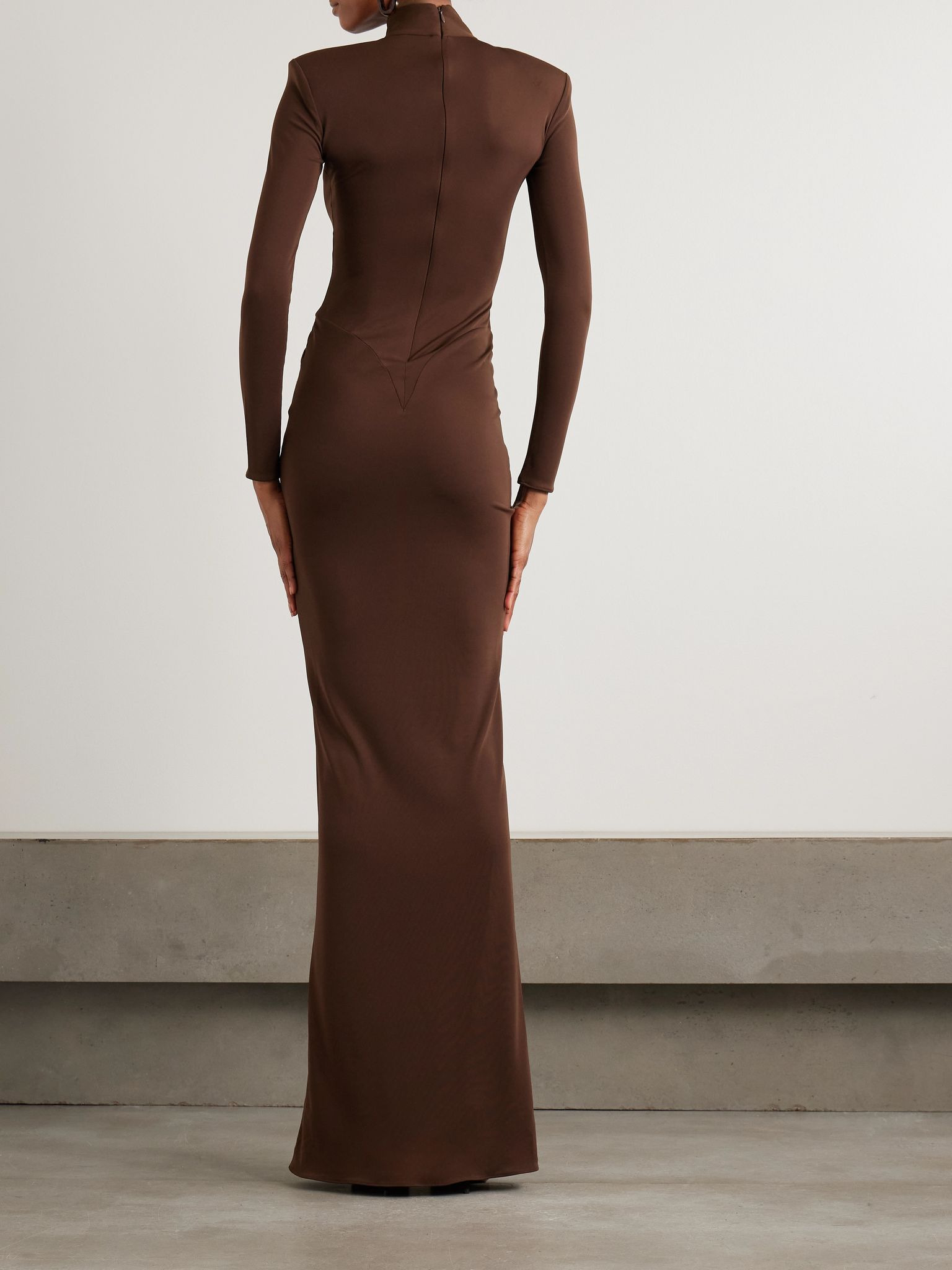 Darja draped stretch-jersey gown Brown - 3
