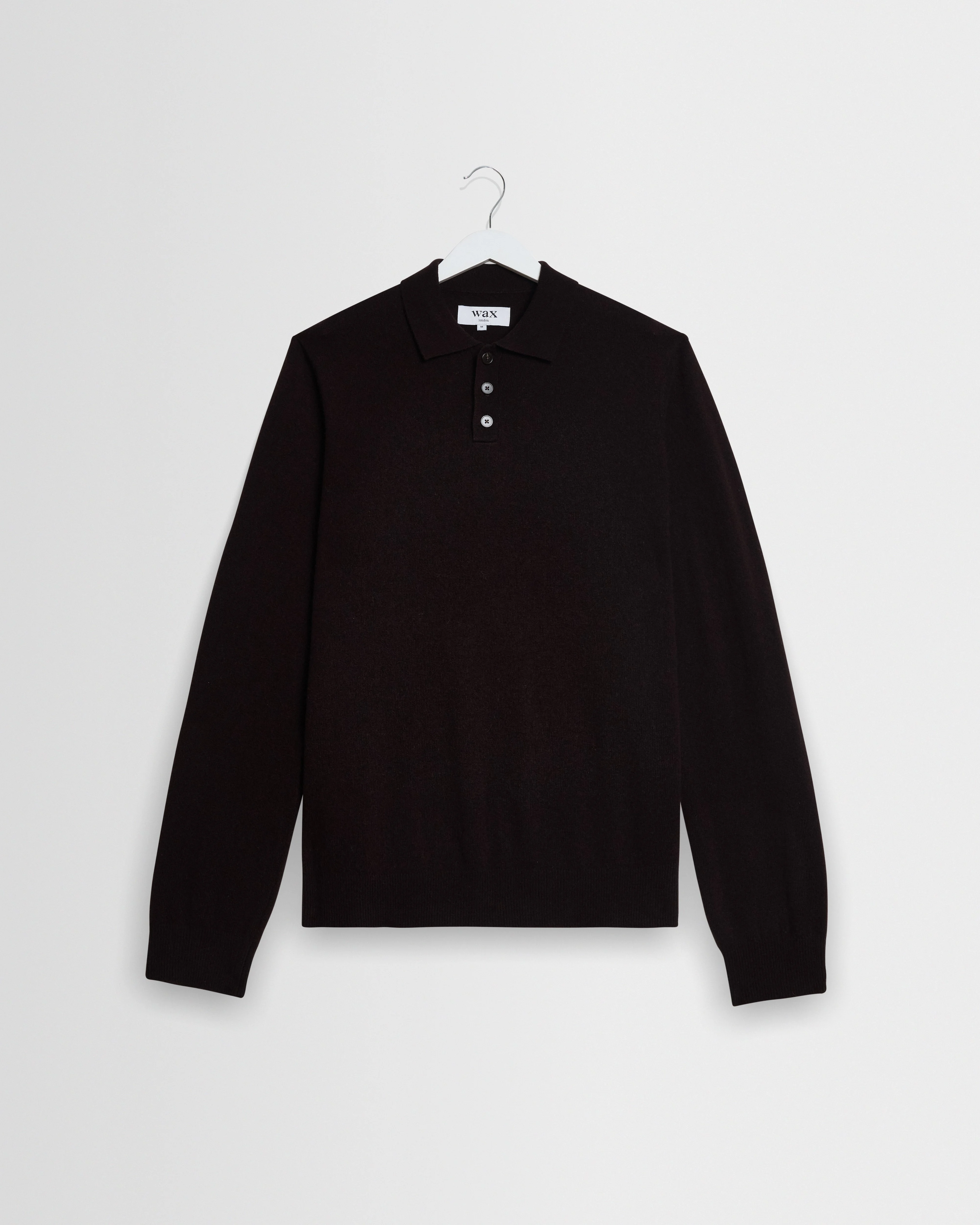 Lawrie - Dark Brown Long-Sleeve Knitted Polo - 1