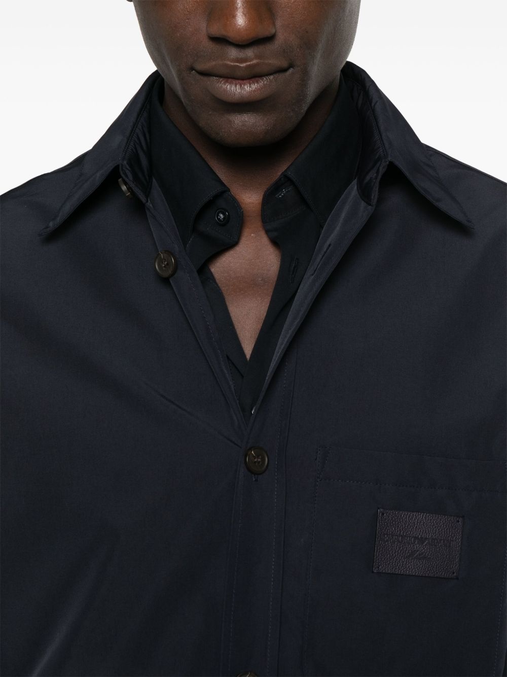 logo-patch shirt jacket - 5