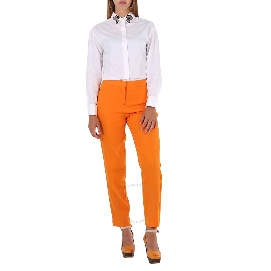 Burberry Ladies Deep Orange Aimi Mid-Rise Tailored Trousers - 4