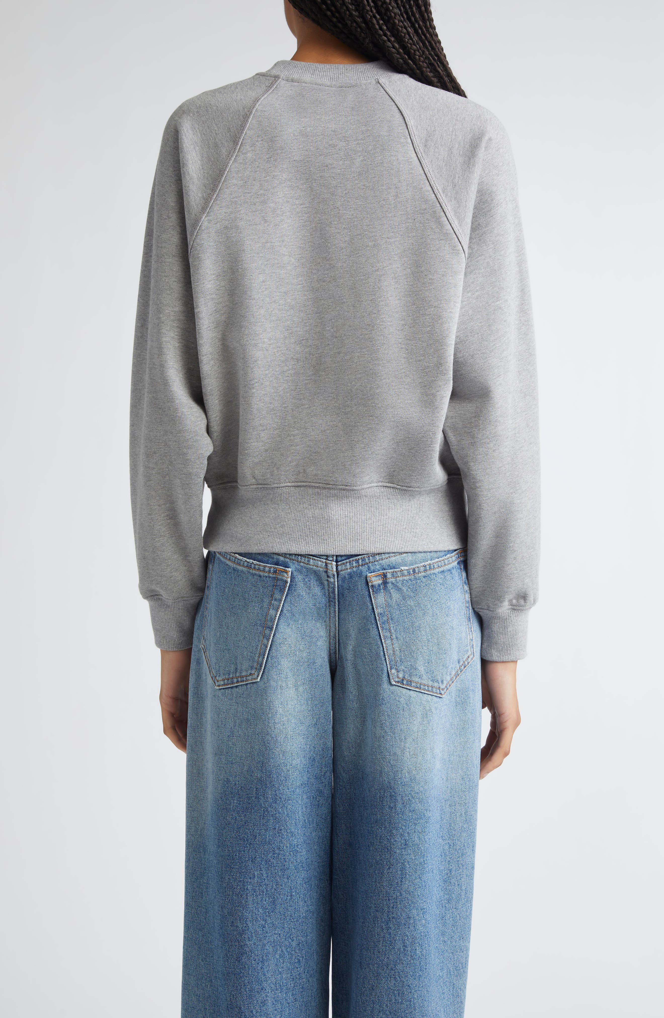 3.1 Phillip Lim Beaded Rabbit Embroidery Cotton Sweatshirt in Grey Melange Multi at Nordstrom - 2