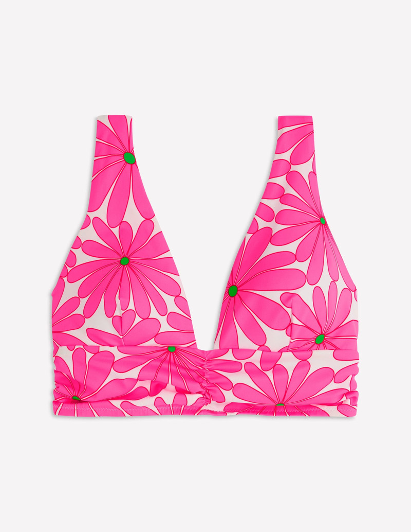 Mykonos Deep V Bikini Top-Sangria Sunset, Daisy Blossom - 1