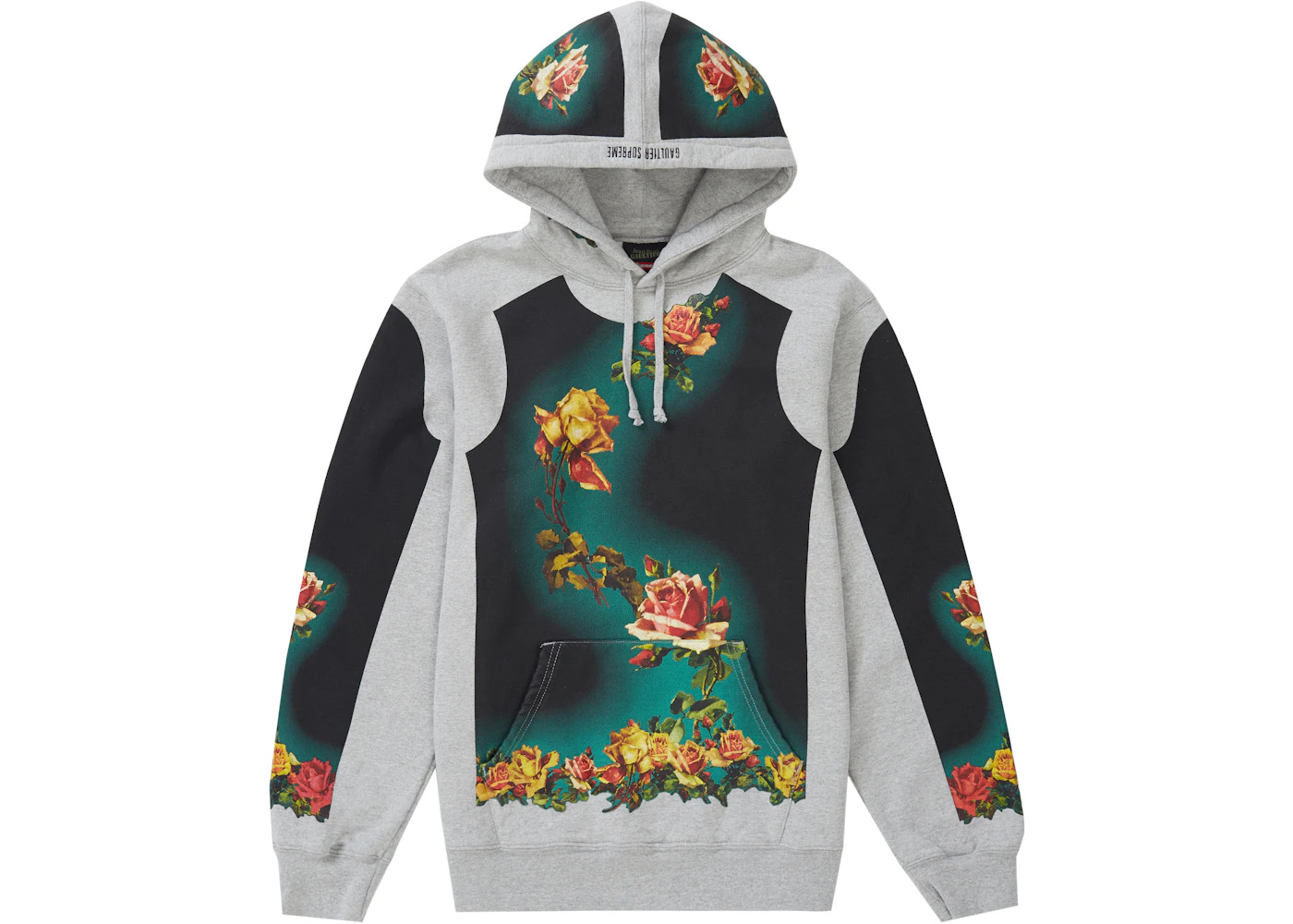 Supreme Jean Paul Gaultier Floral Print Hooded Sweatshirt Heather Grey - 1