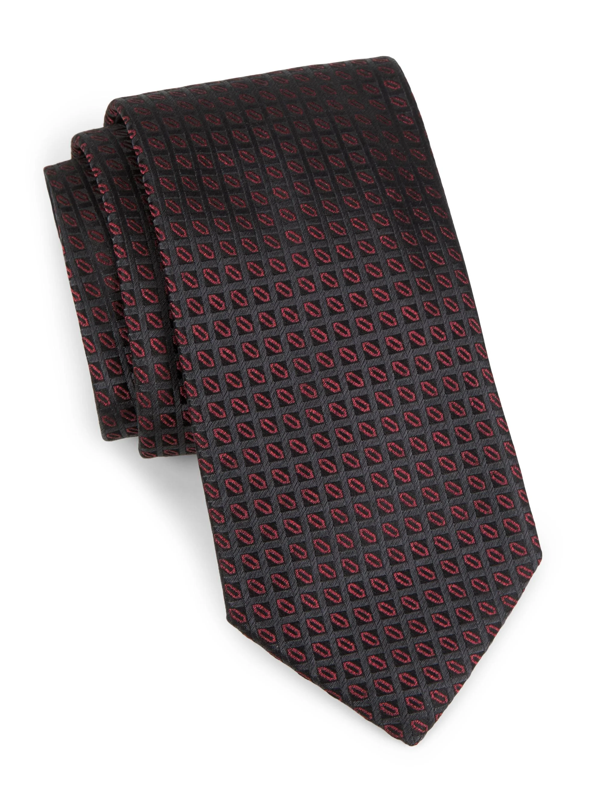 Men's Neat Silk Tie - Red - 1