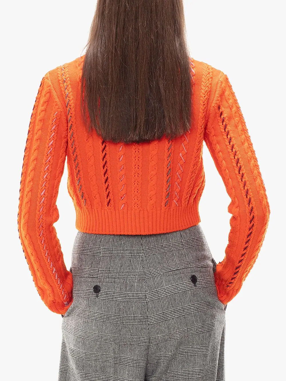 cropped darning knitted jumper - 4