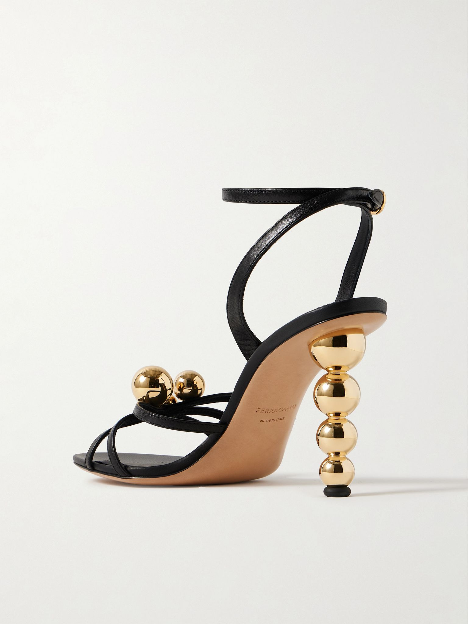 Karina embellished leather sandals Black - 3