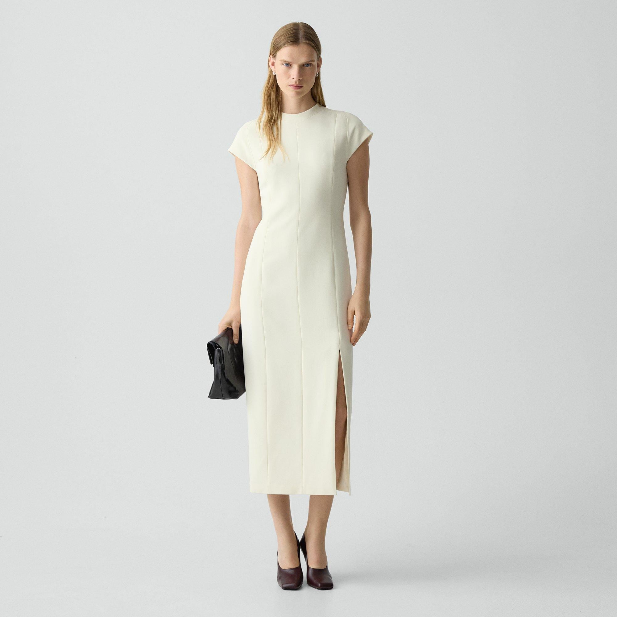 Short-Sleeve Midi Dress in Admiral Crepe - 2