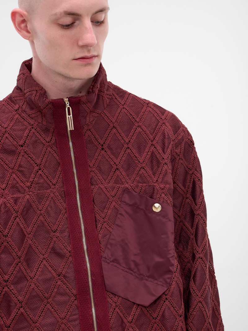 Red Diamond Knit Zip Jacket 4