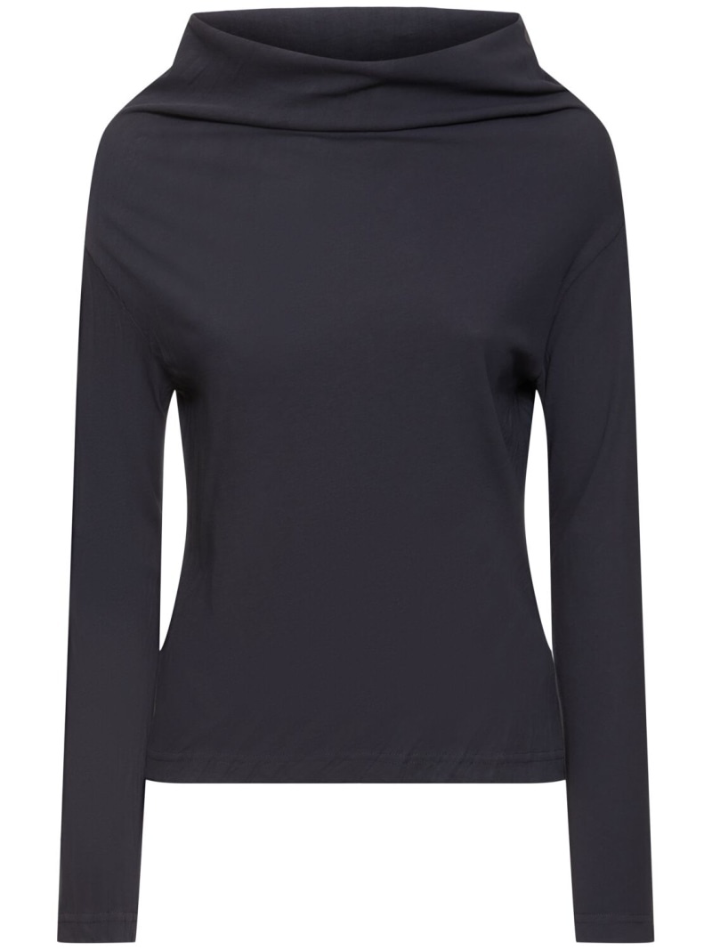 Twist jersey off neck long sleeve top - 1