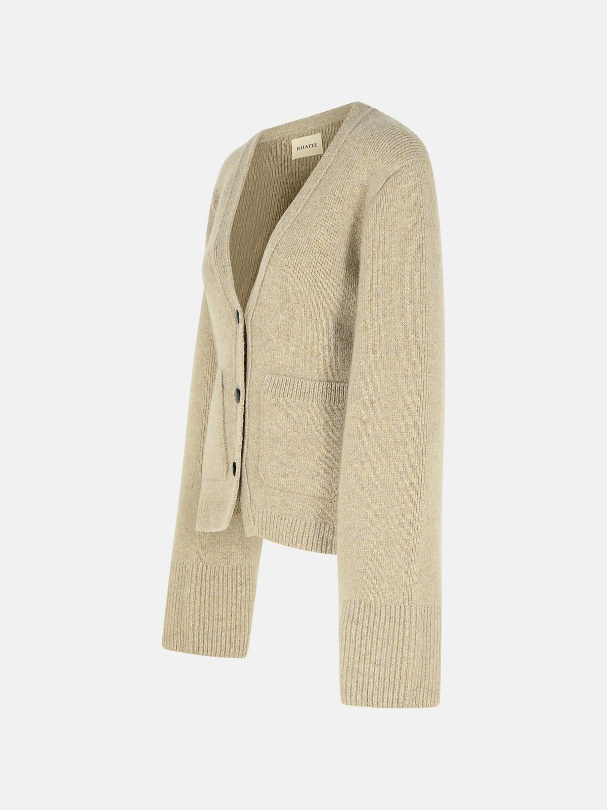 'SCARLET' BEIGE CASHMERE CARDIGAN - 2