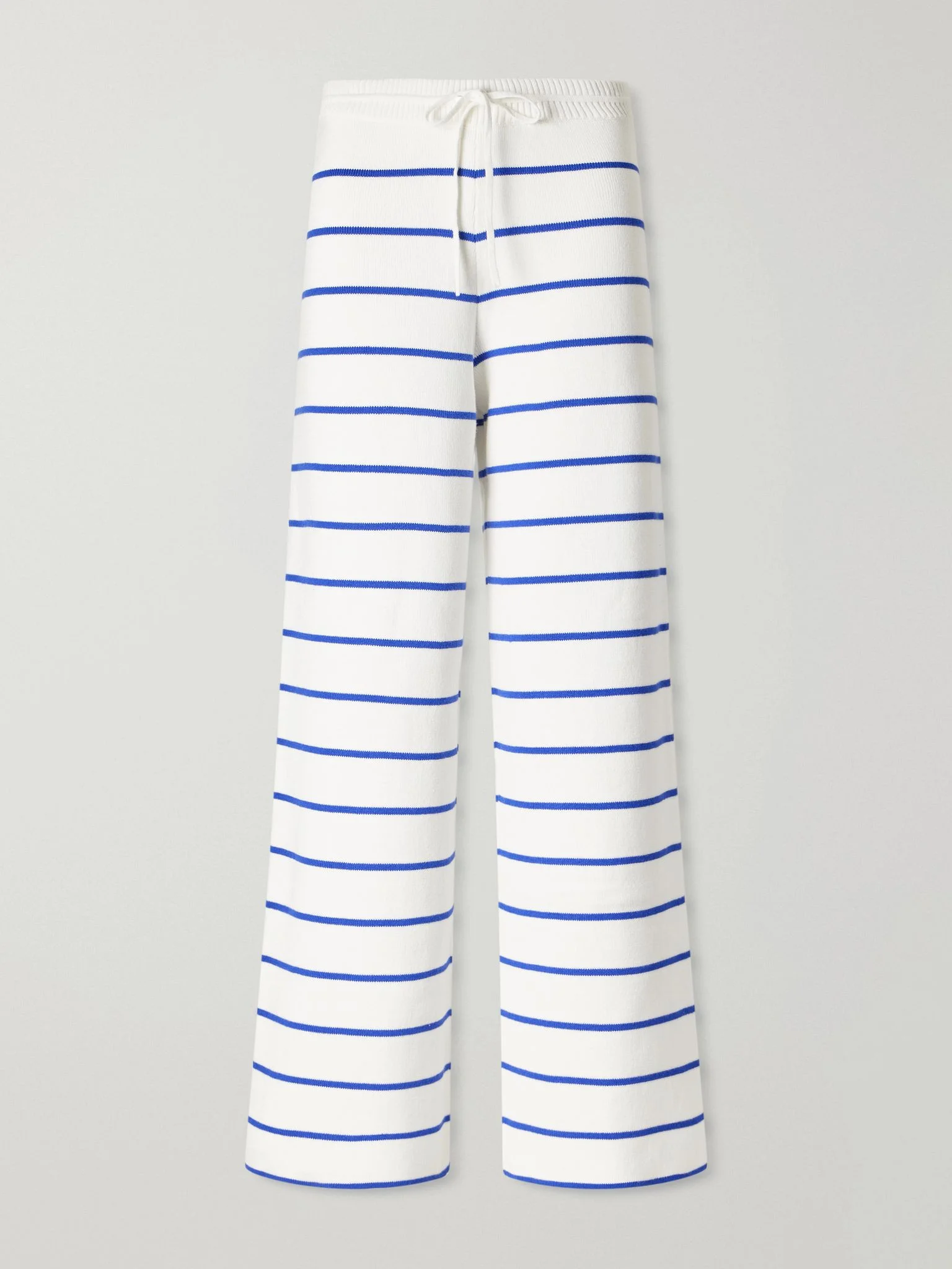 Striped cotton wide-leg pants White - 1