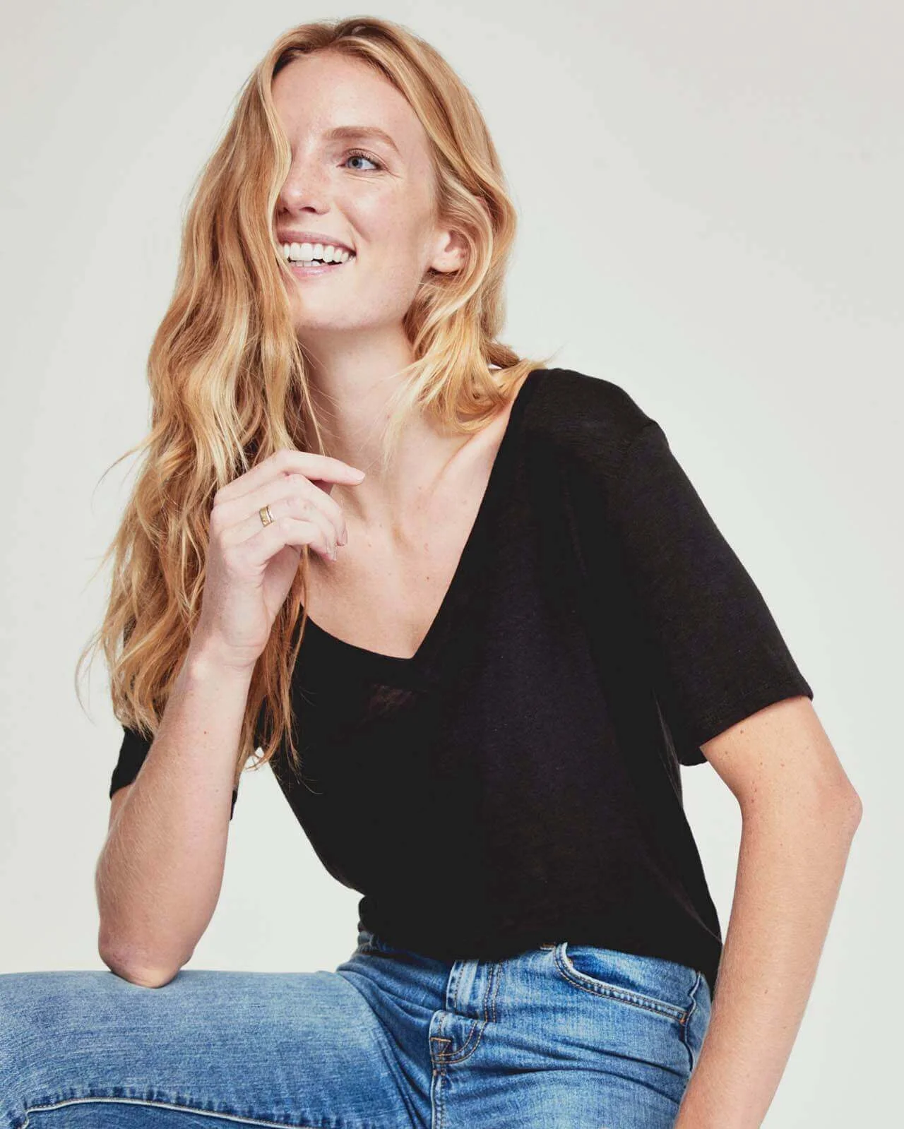 Everly Slub V-Neck Tee - 1