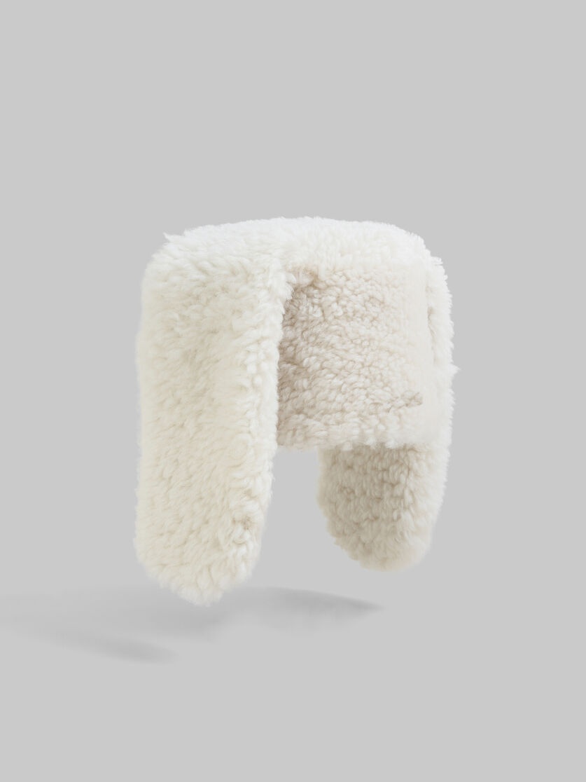 WHITE SHEARLING RABBIT HAT - 3