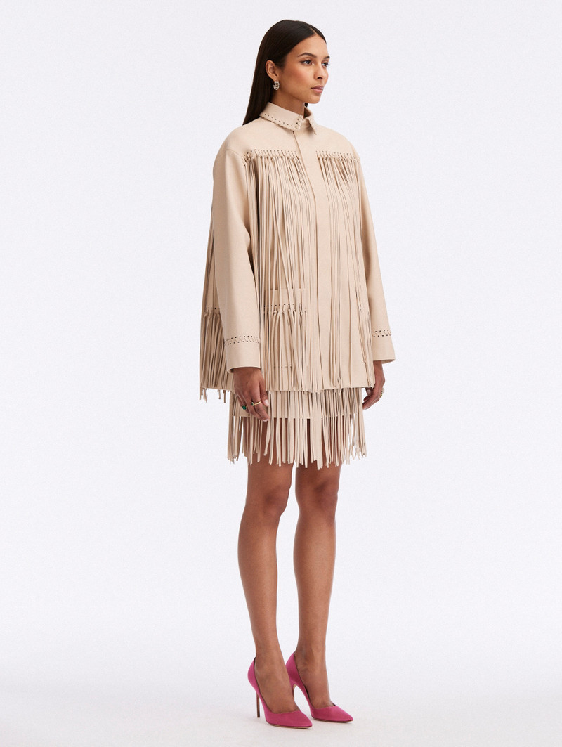 Oscar de la Renta FRINGE DETAIL LEATHER JACKET outlook
