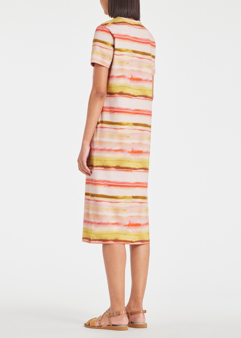 Women's Orange 'Sunray' Stripe Jersey T-Shirt Dress 4