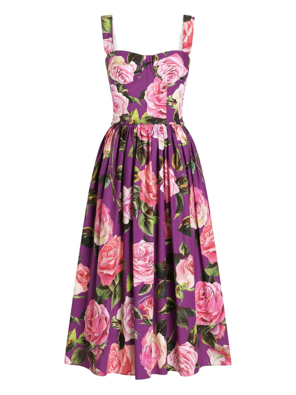 rose-print midi dress - 1