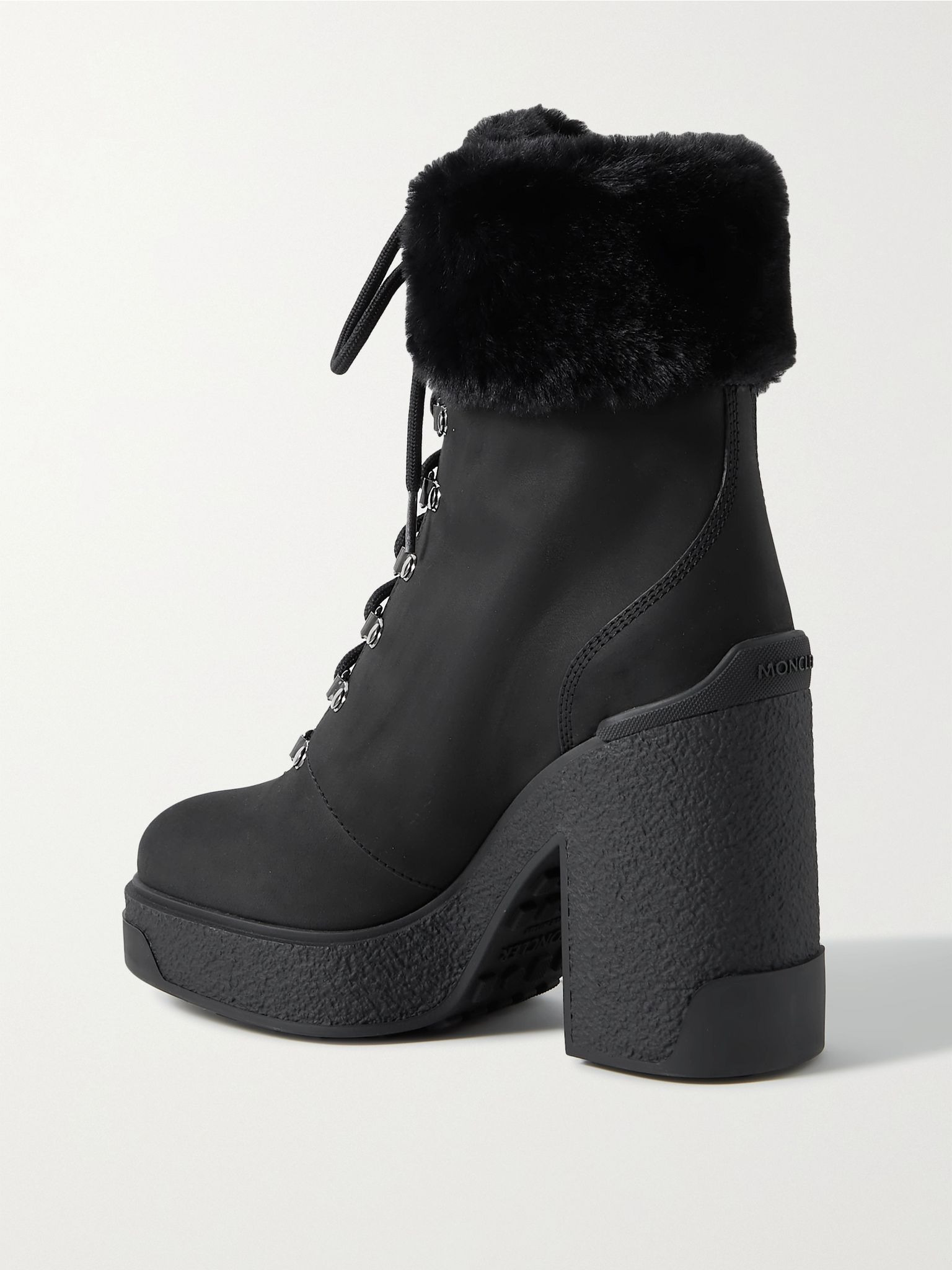 Claudia faux fur-trimmed nubuck ankle boot Black - 3