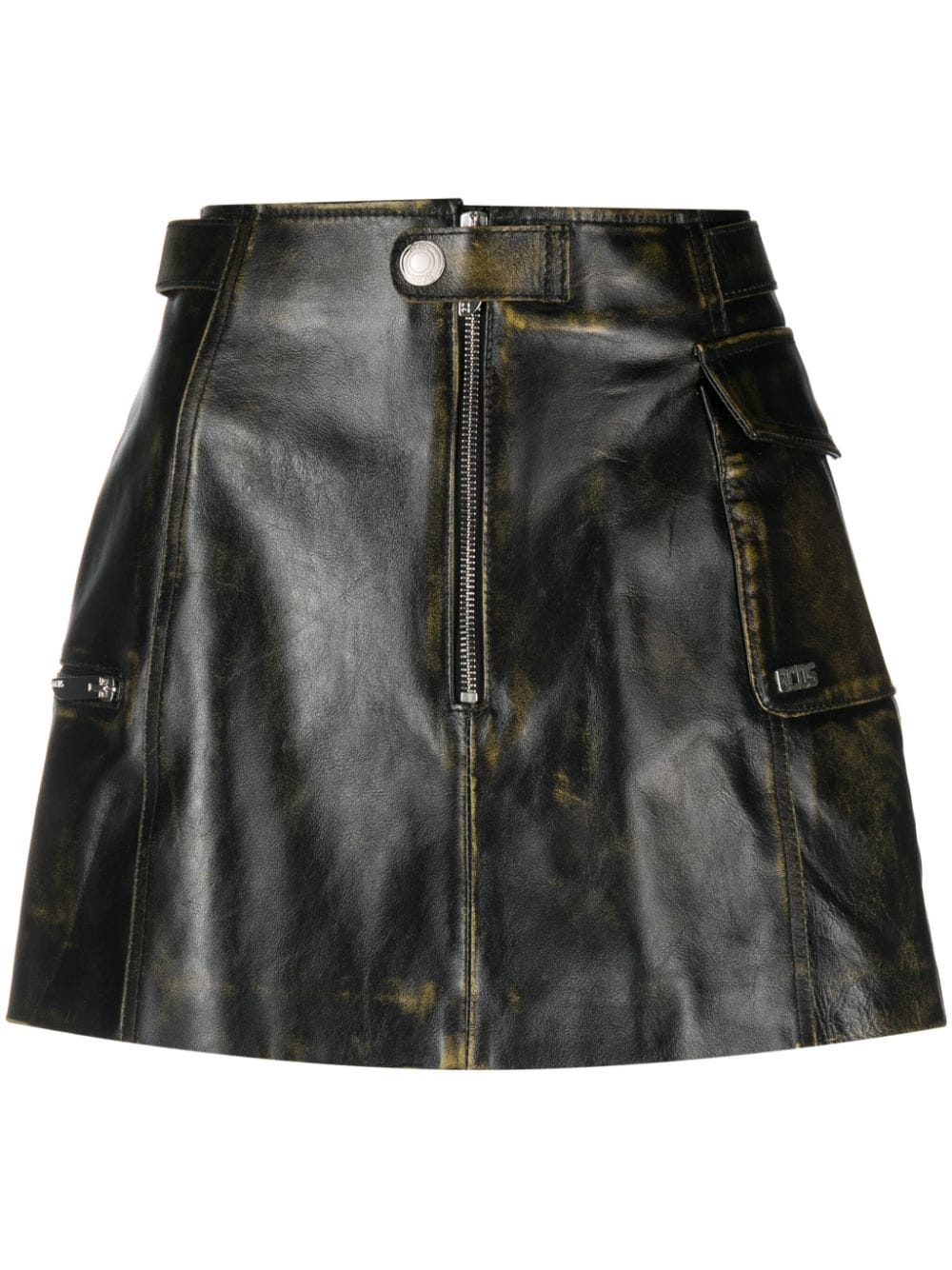 Biker leather cargo miniskirt - 1