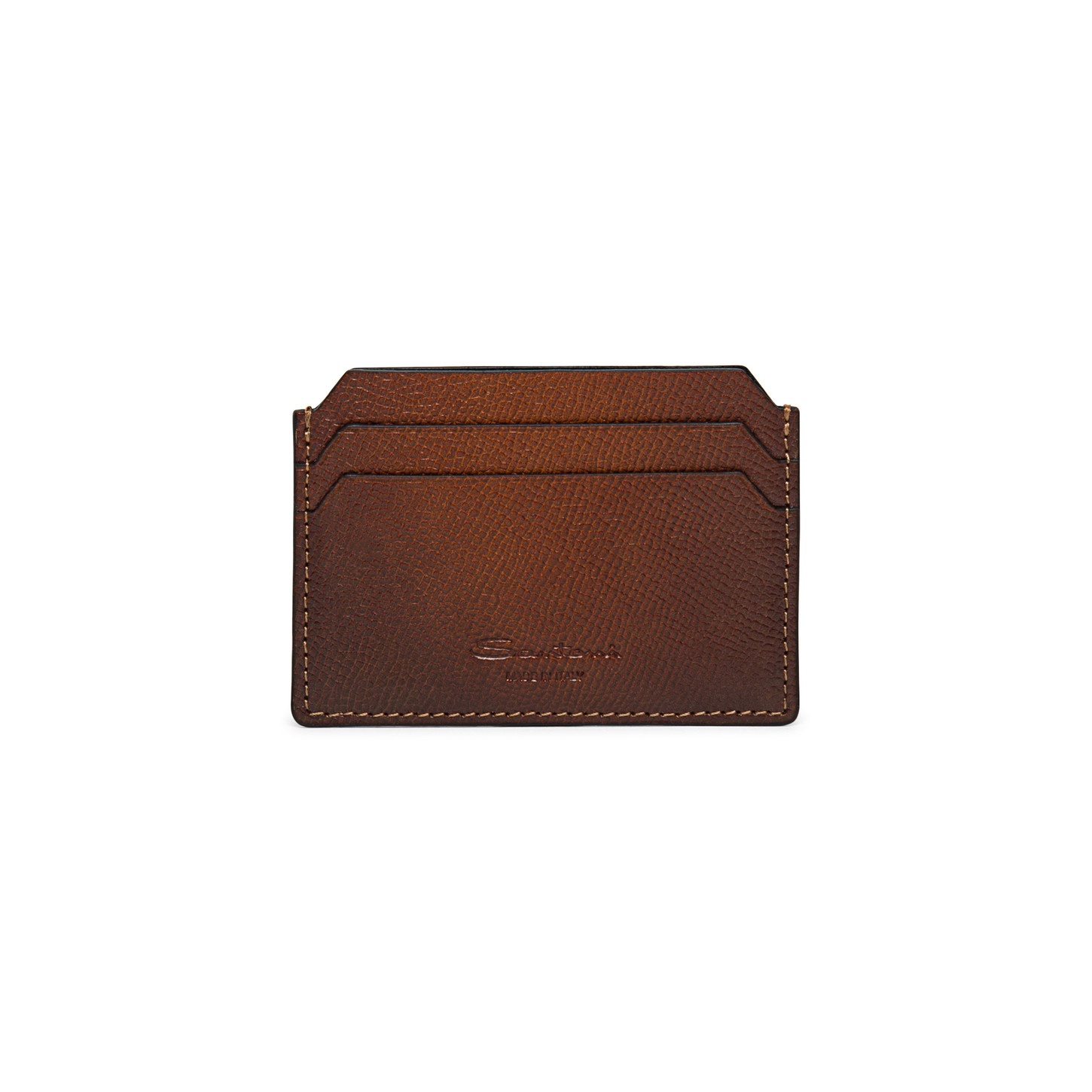 Brown saffiano leather credit card holder - 1