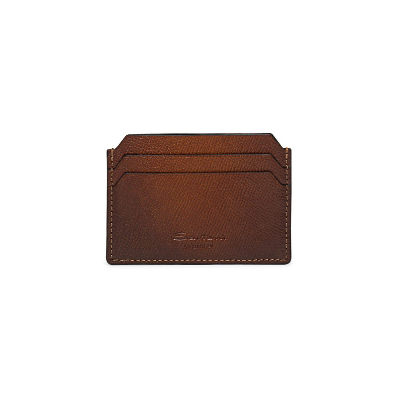 Brown saffiano leather credit card holder 1