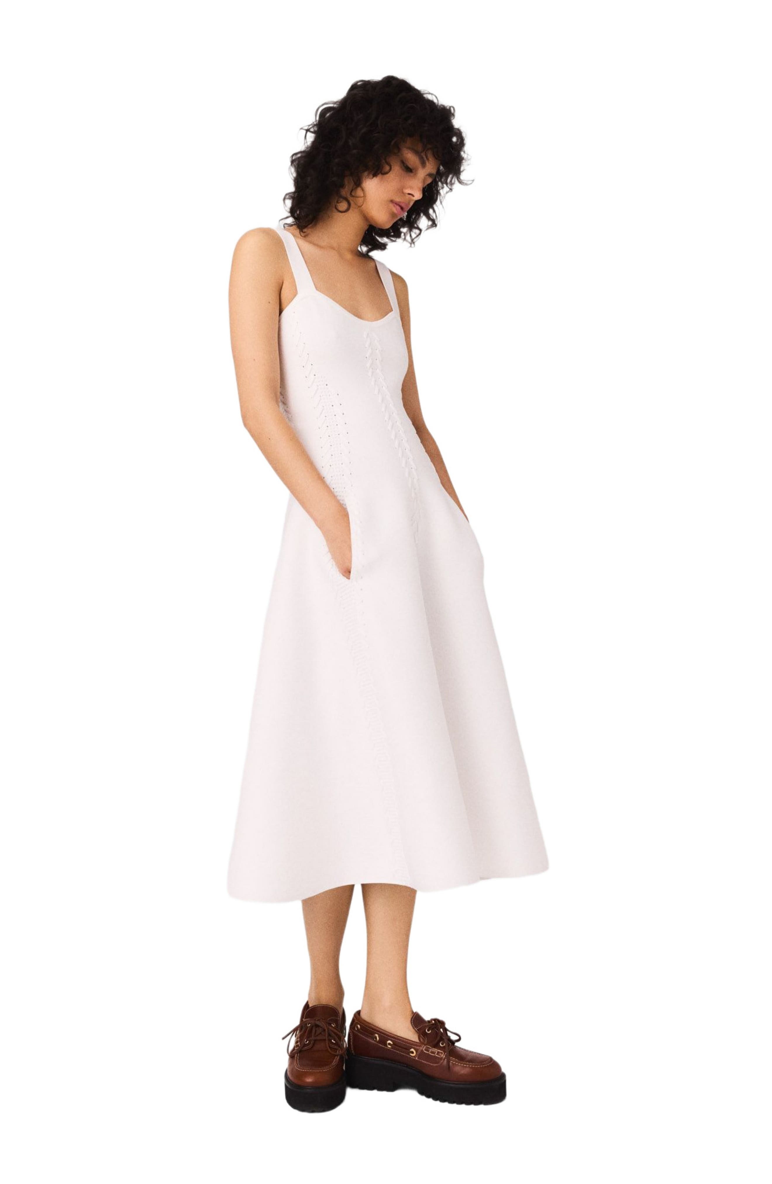 maje Knit babydoll dress in White at Nordstrom - 4