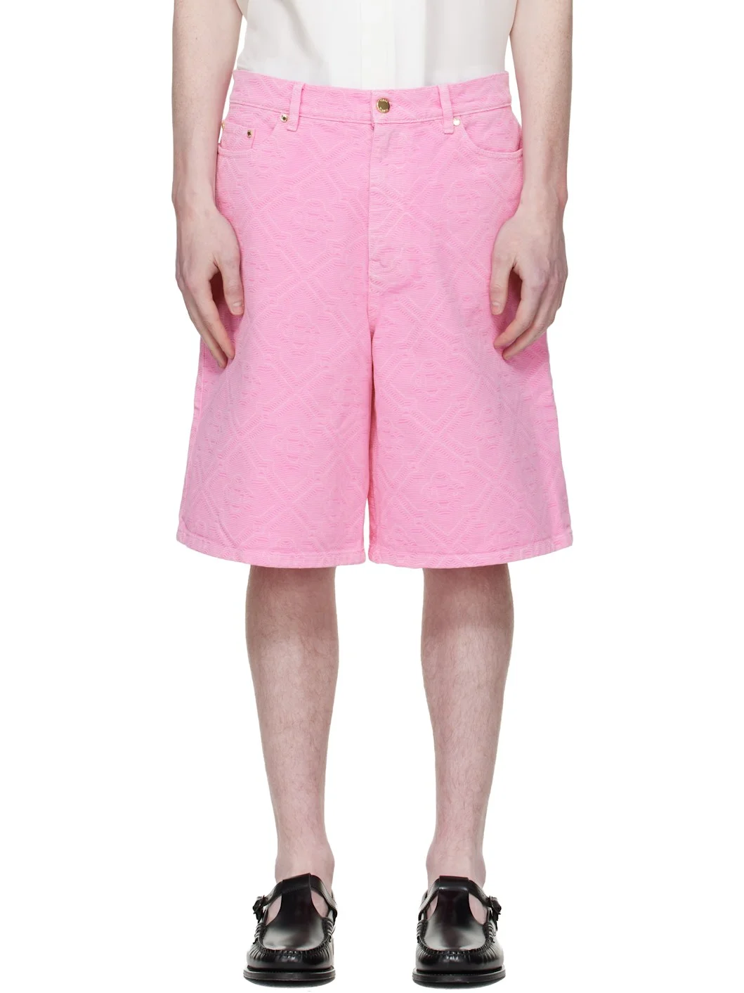 Pink Laser Monogram Denim Shorts - 1