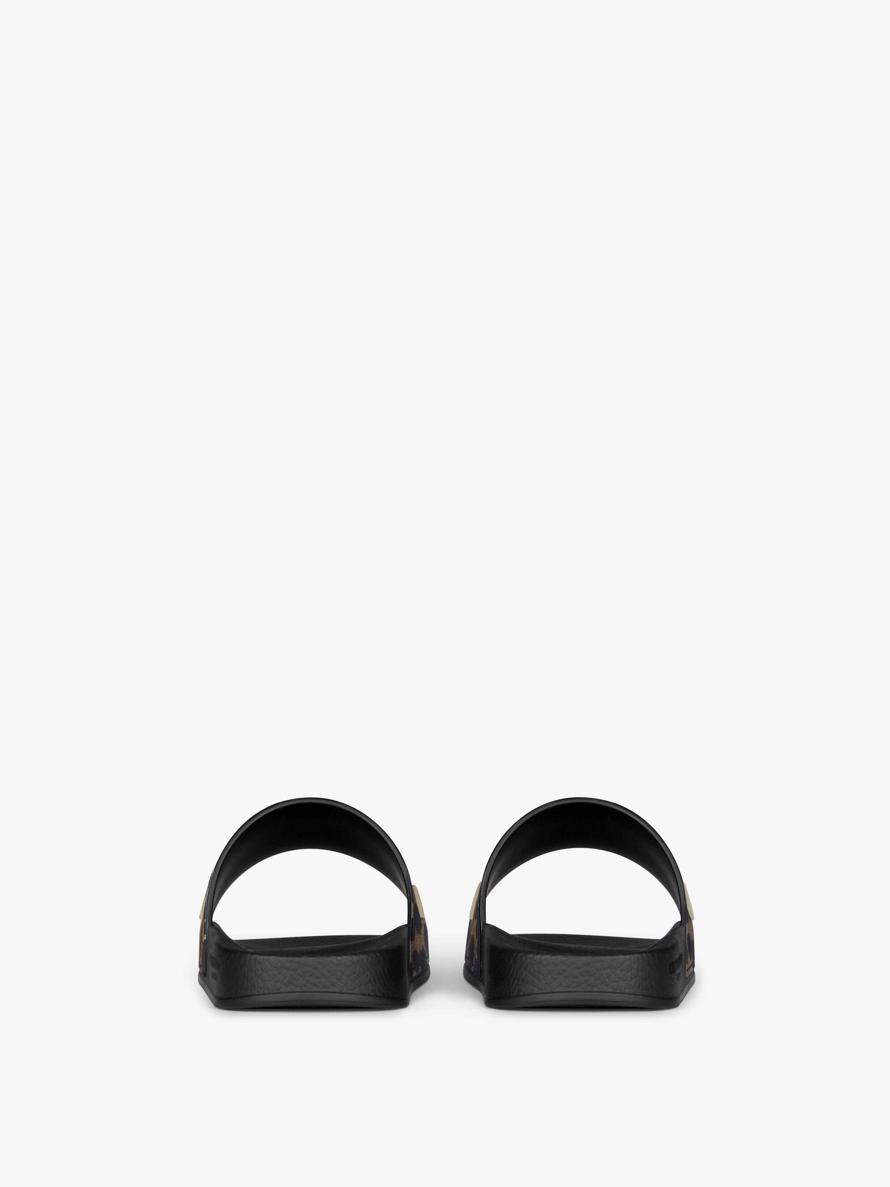 SLIDE FLAT SANDALS IN RUBBER WITH LEOPARD PRINT - 6