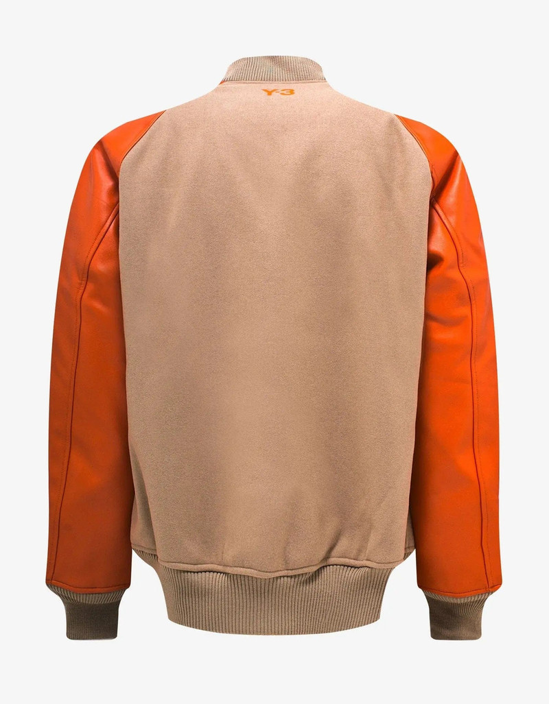 Y-3 Y-3 Khaki and Orange Classic Varsity Jacket outlook