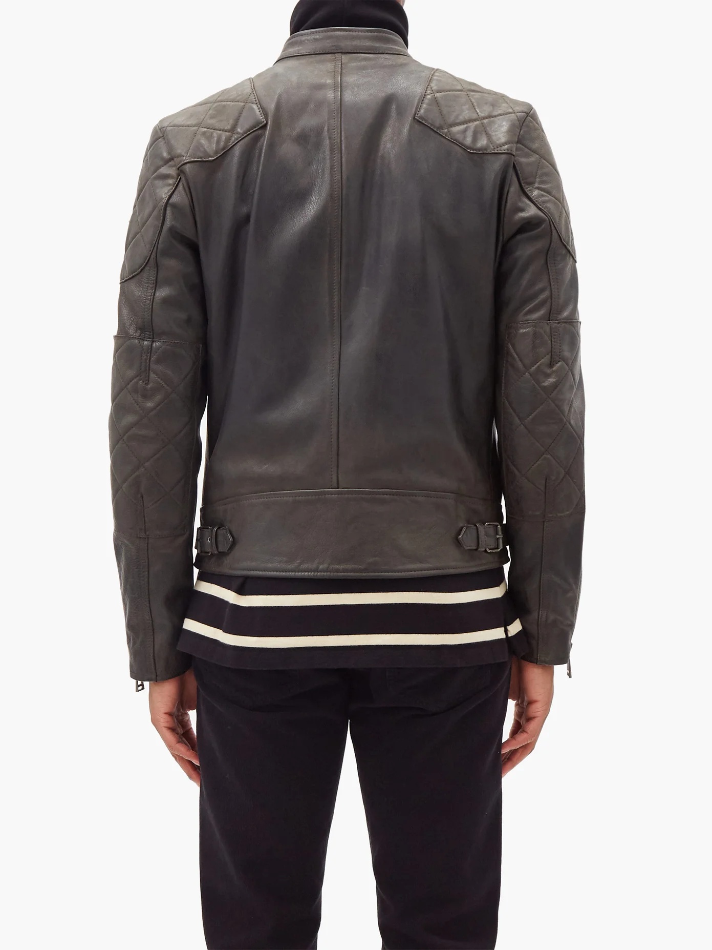 Outlaw quilted-panel leather jacket - 5