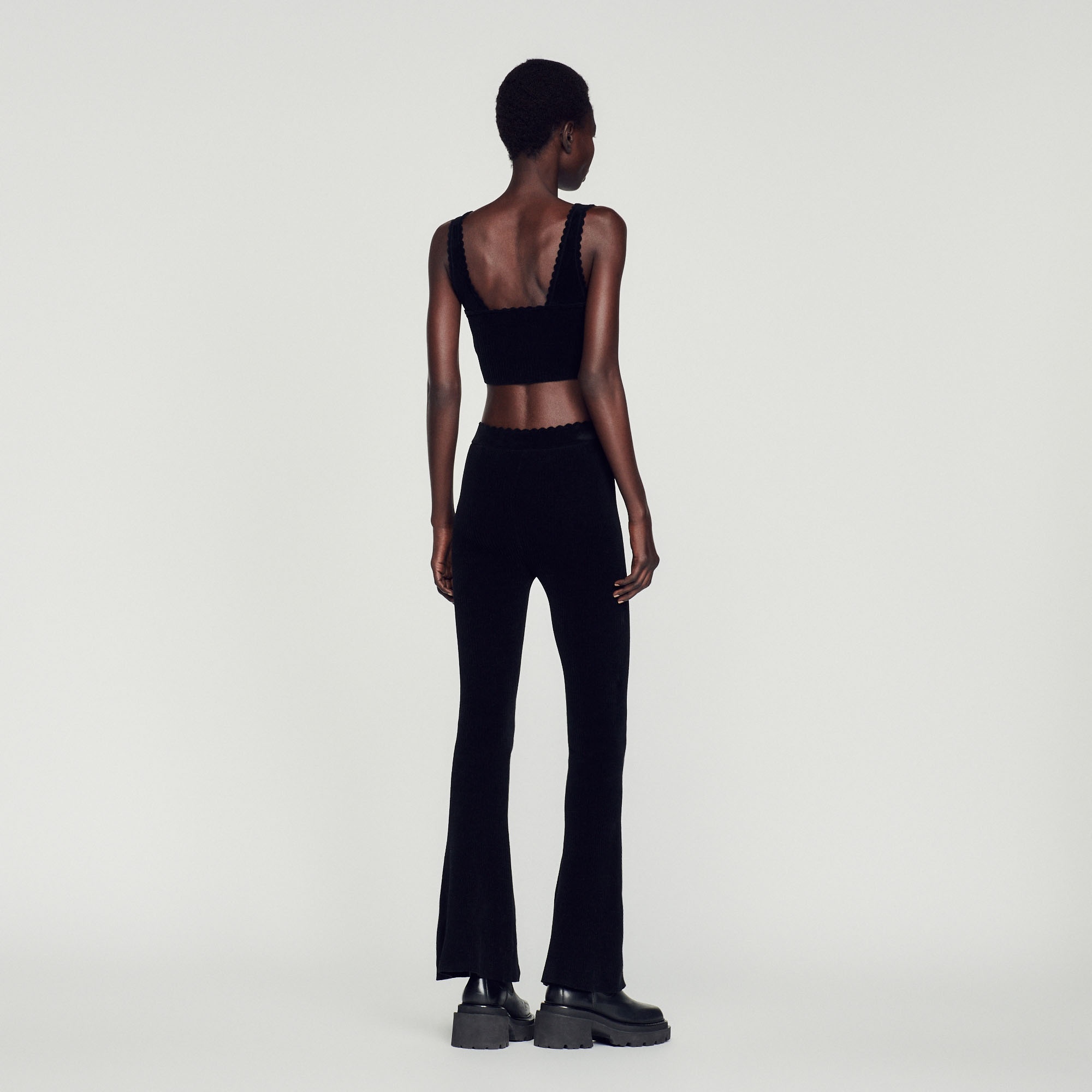 Flared velour knit pants - 6