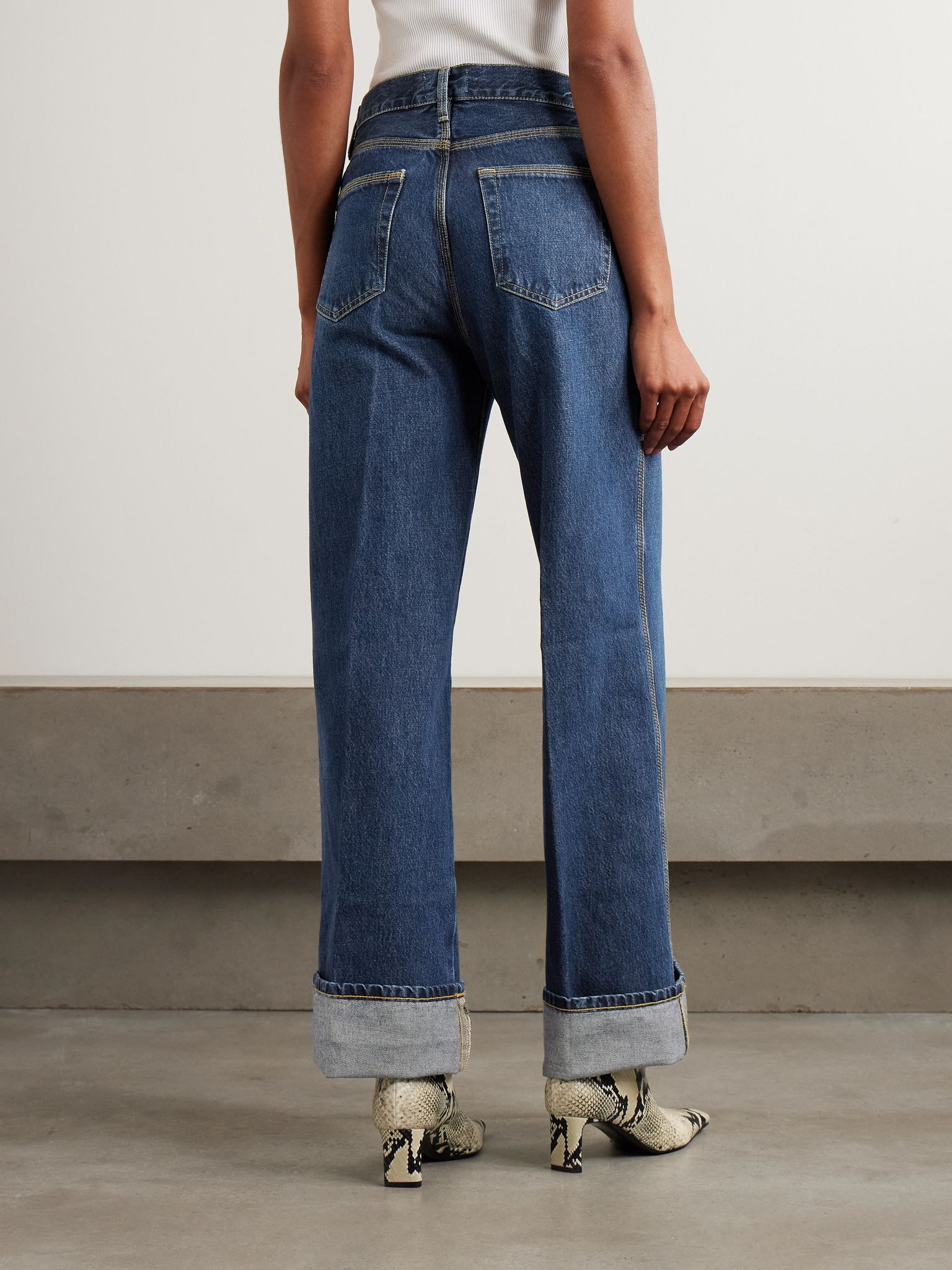 The Cuffed Wide mid-rise wide-leg jeans Dark denim - 4