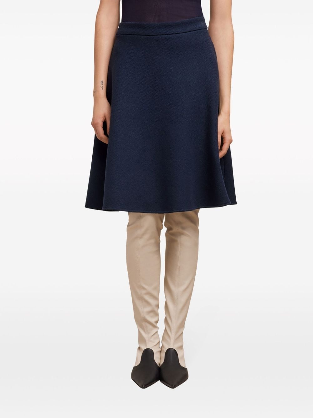 viring-wool blend A-line skirt - 5