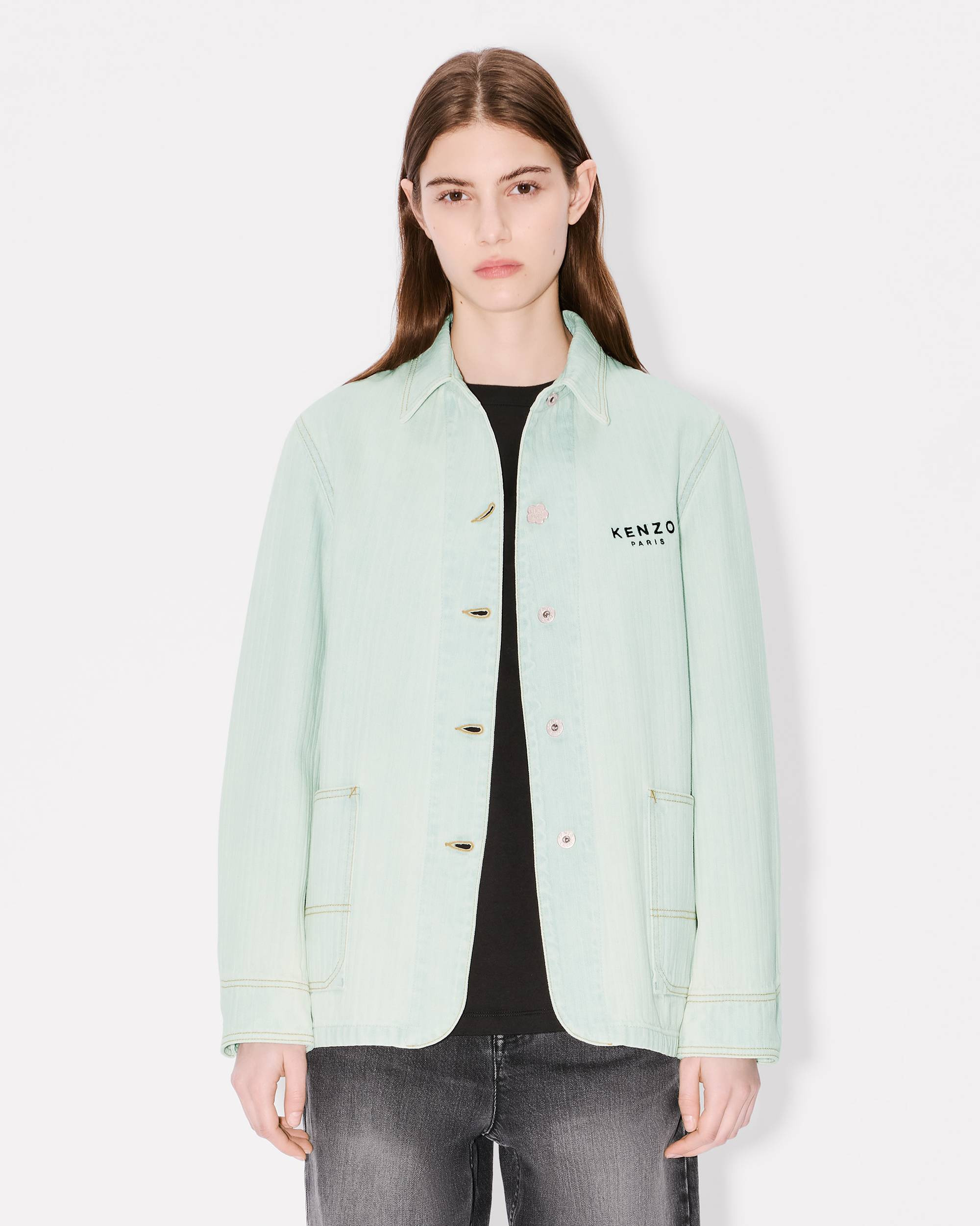 'Boke Flower' embroidered workwear jacket in japanese denim - 4