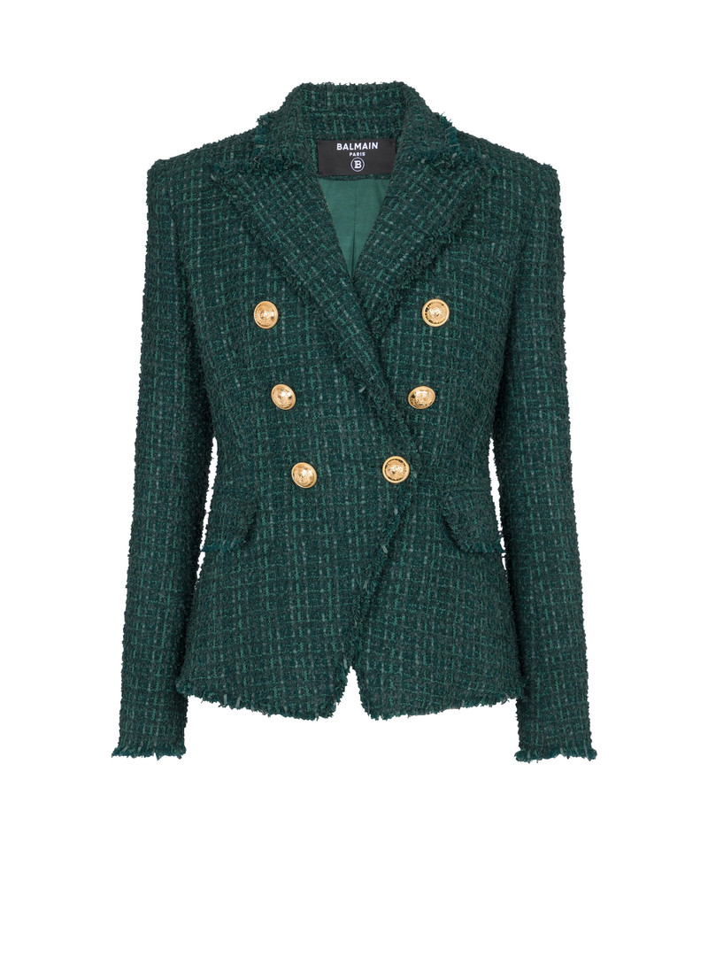 6 단추 tweed 재킷 1
