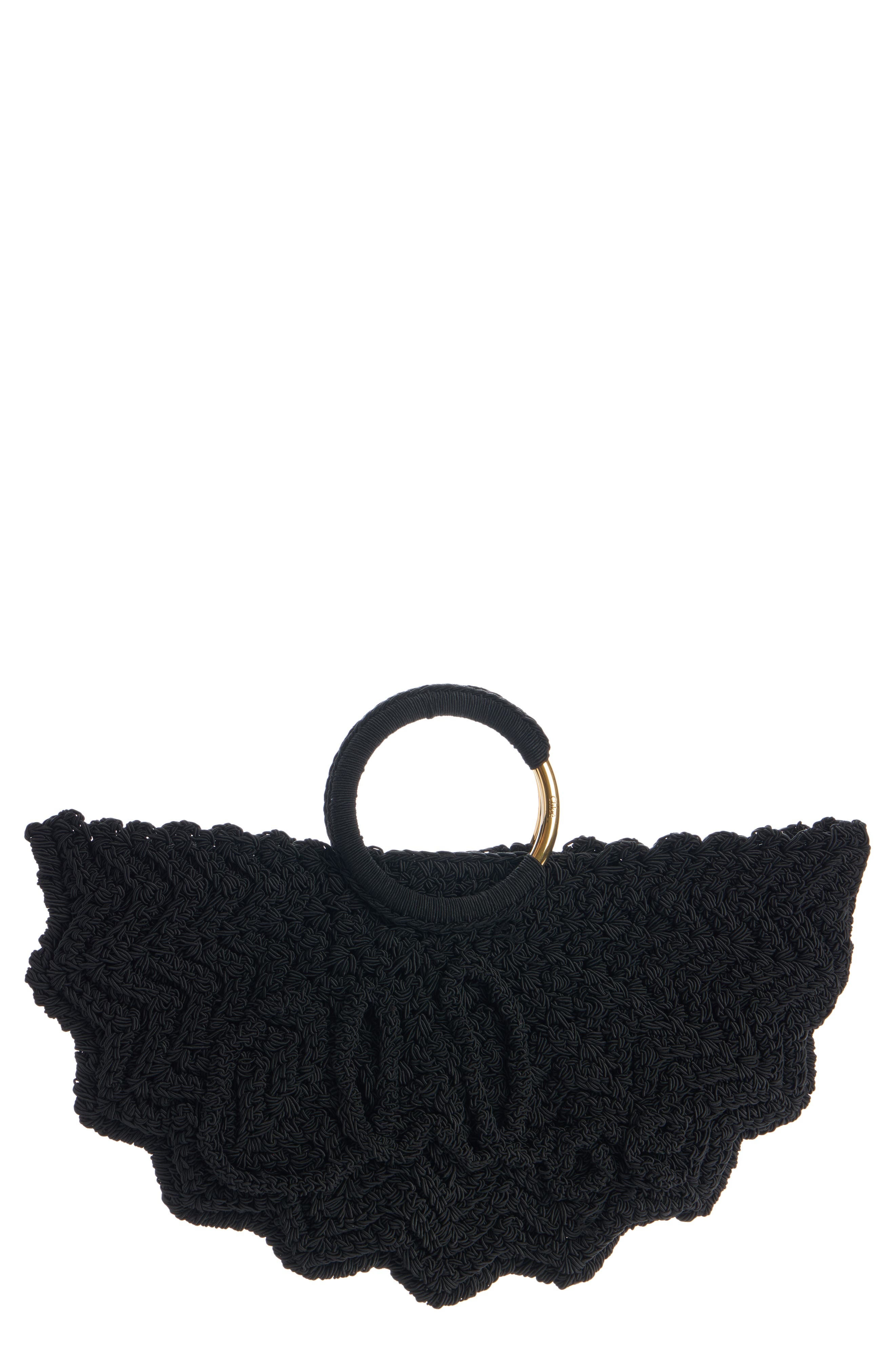 Chloé Small Bracelet Paravent Crochet Top Handle Bag in Black at Nordstrom - 1