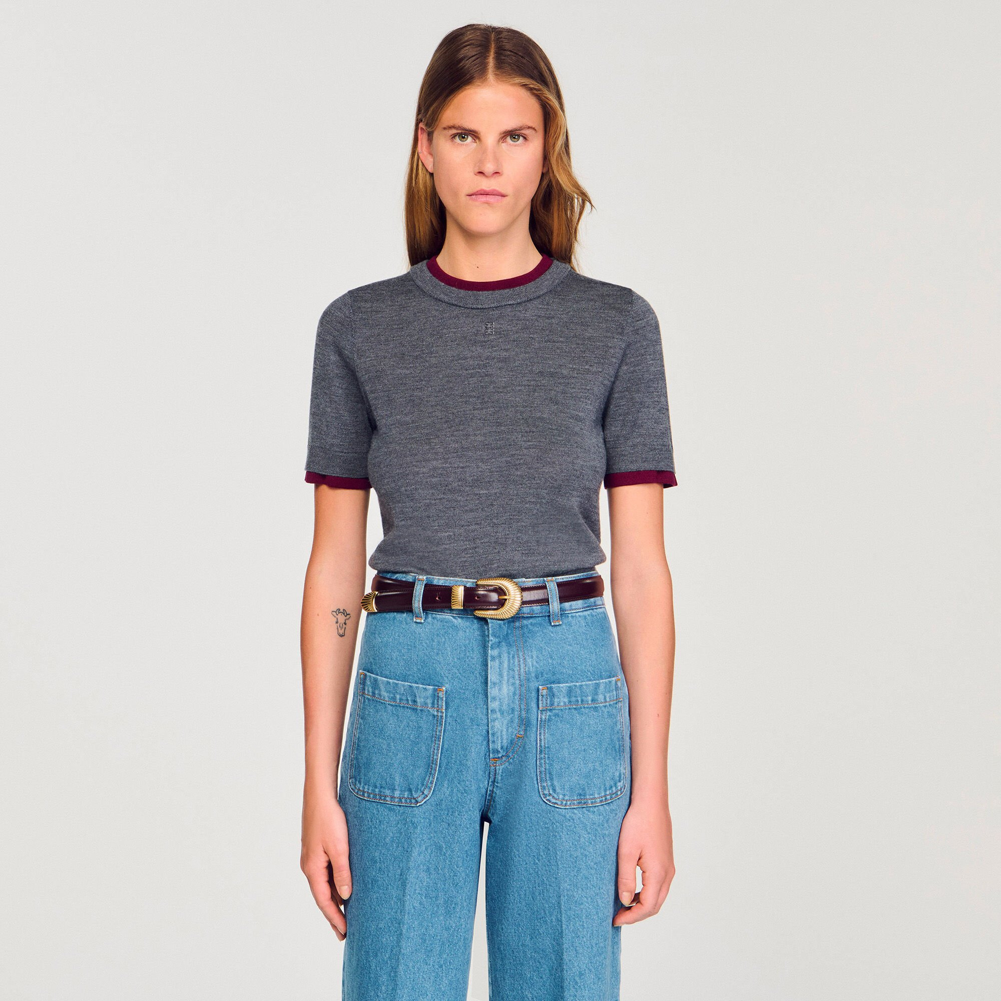 TWO-TONE CROPPED SWEATER - 4