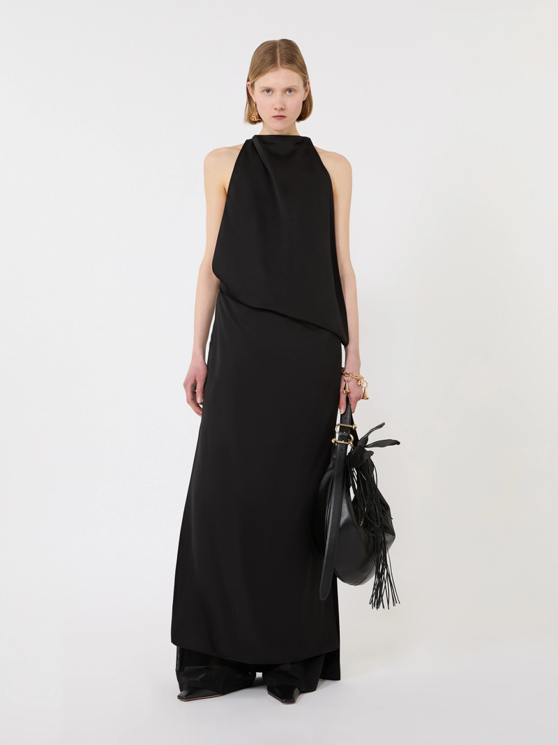 Sportmax DOLMEN Viscose satin draped dress - BLACK outlook