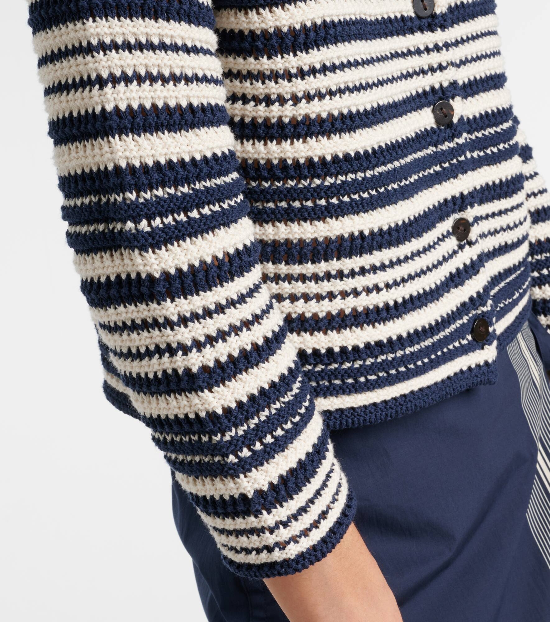 Open-knit striped cotton cardigan - 5