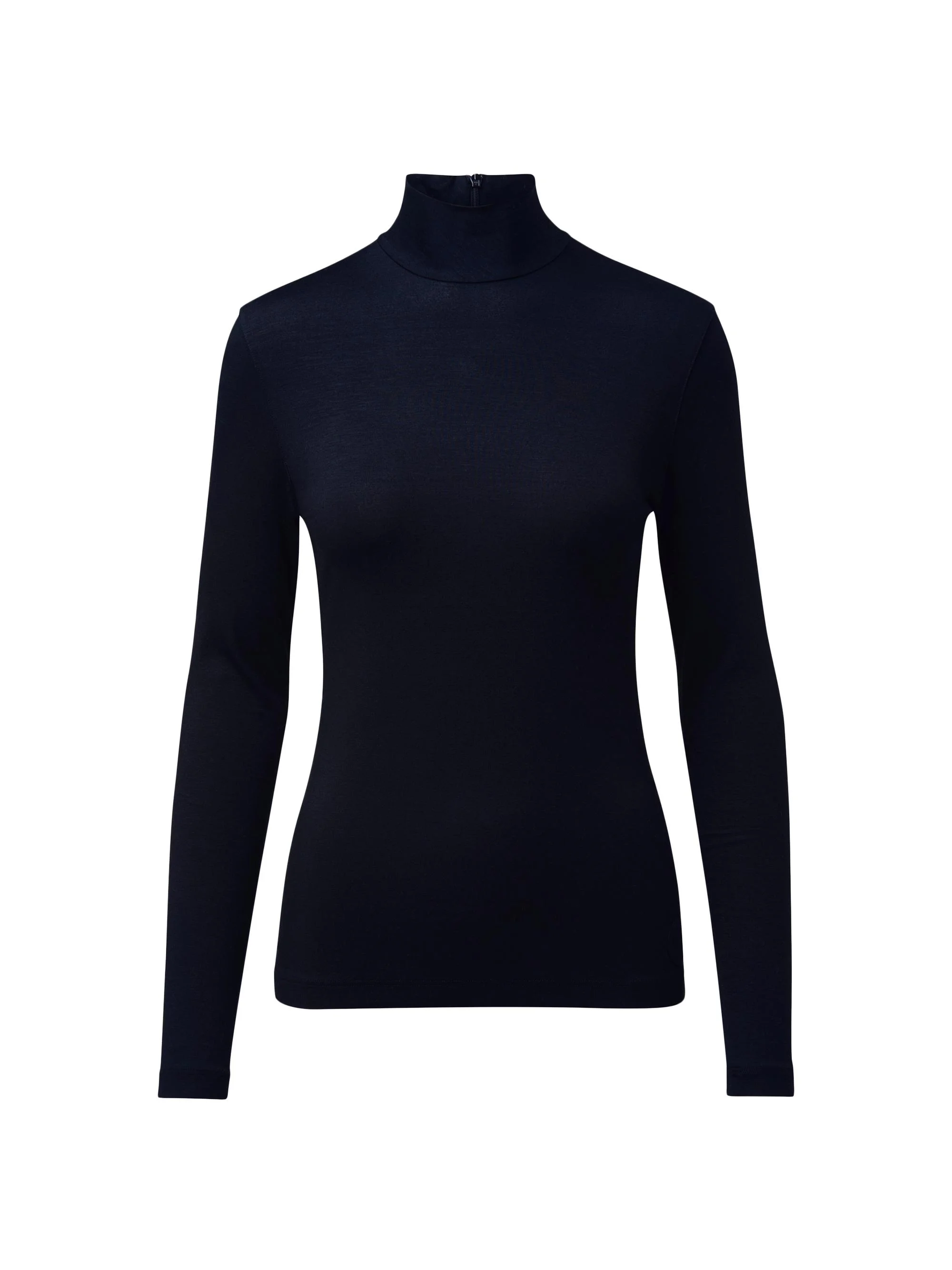 Women's Turtleneck Back Zip Top - Black - 1