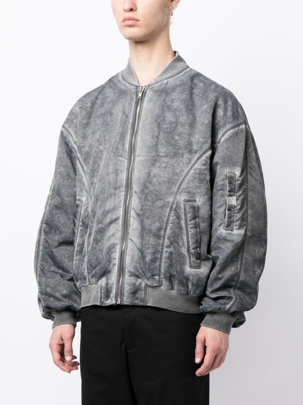 text-print brushed-finish bomber jacket - 3