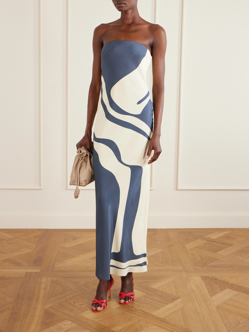 SIR. Lilou Strapless Printed Silk-satin Maxi Dress outlook