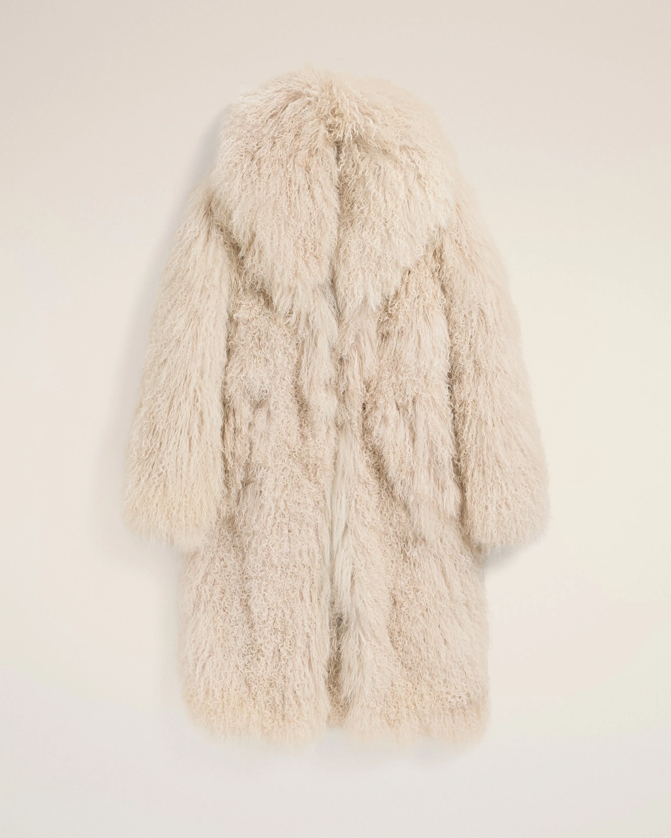 LONG WHITE LAMB LEATHER COAT - 1