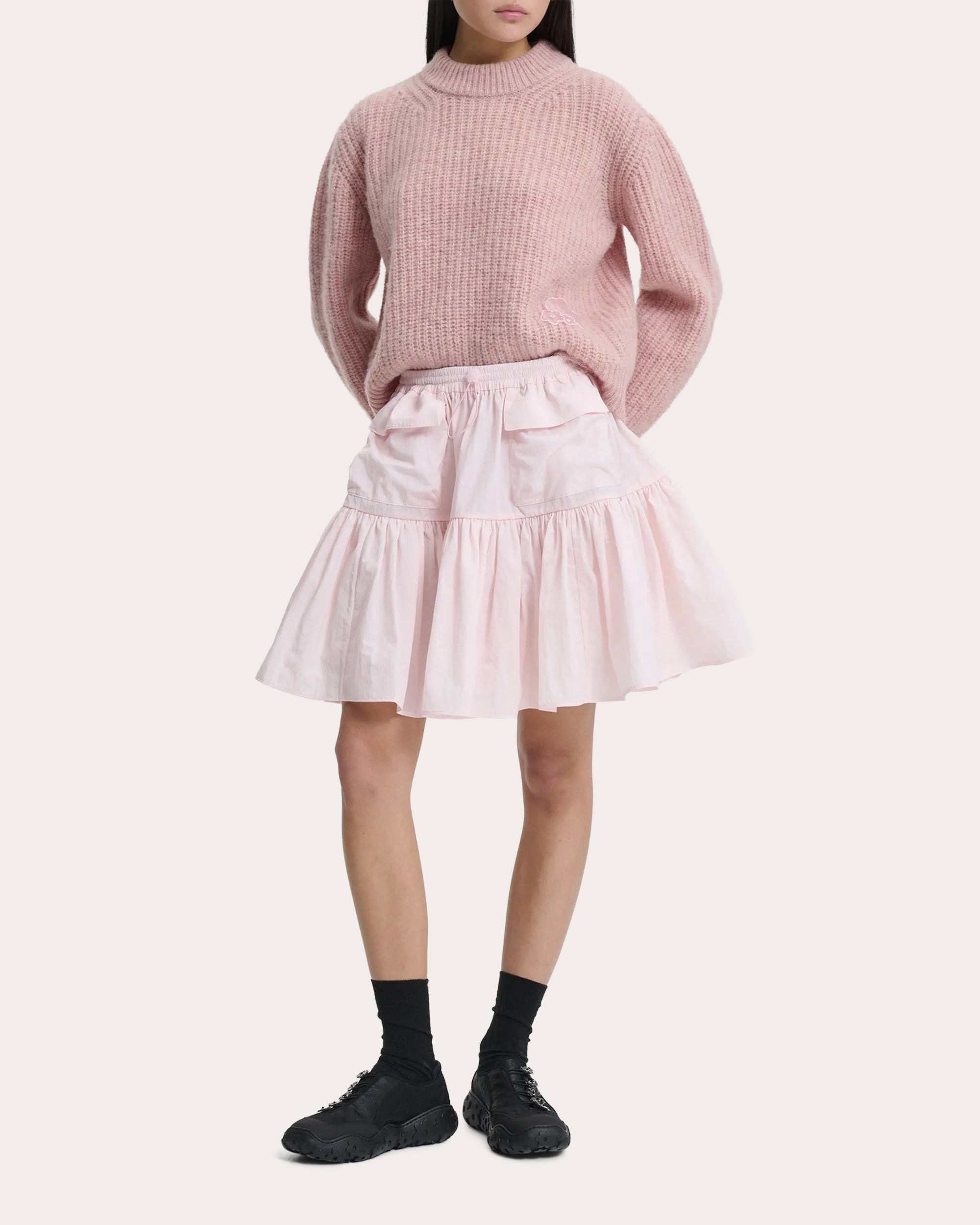 Bega Floral Appliqué Wool Mock Neck Sweater - 3